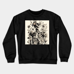 Floral Skeletons: Botanical Elegance Meets Anatomical Intrigue in 18th-Century Illustration Crewneck Sweatshirt